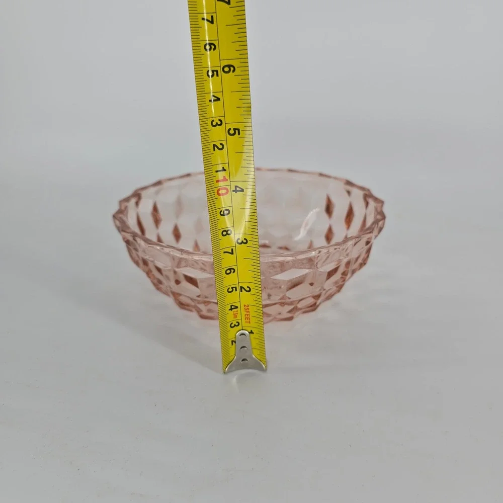 Vintage Jeannette Pink Depression Glass Cube Bowl Cubist 6.5 Art Deco Salad Dish